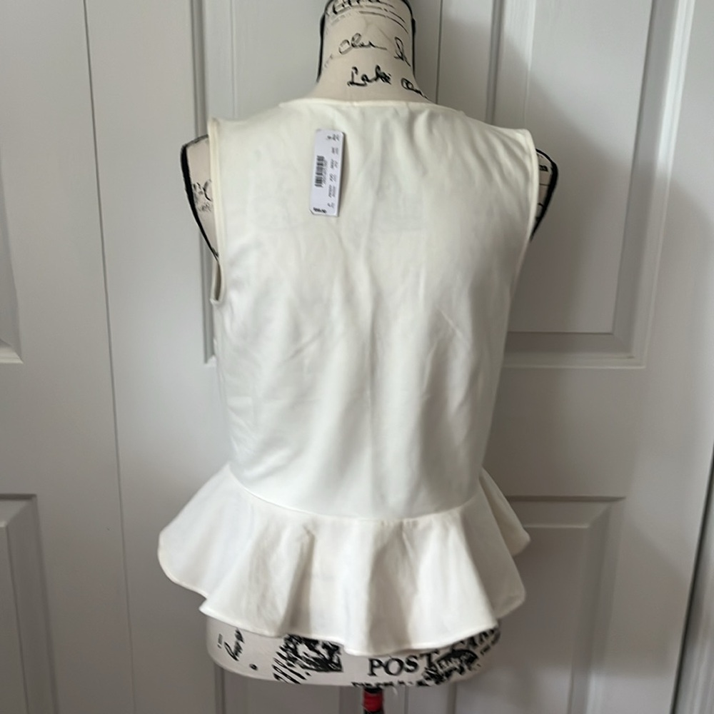 NWT J. Crew Peplum Ponte and velvet cream top sz medium - Picture 3 of 5